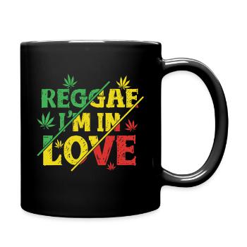 Reggae im in Love, Jamaika, Rastafari, Rasta - Tasse einfarbig - Schwarz - Rechts