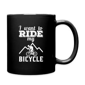 I want to ride my bicycle bike gift - Full Colour Mug - black - Right