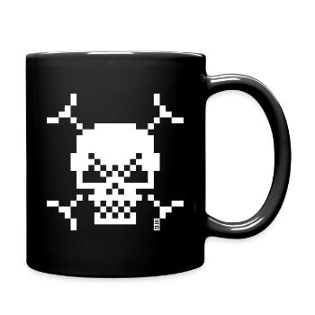 Pixel Totenkopf Small Pixelkunst Jolly Roger White - Tasse einfarbig - Schwarz - Rechts