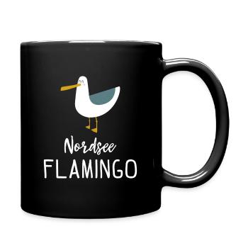 Nordsee Flamingo Möwe Geschenk - Tasse einfarbig - Schwarz - Rechts