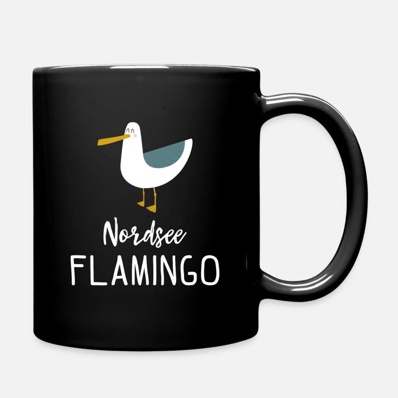 Nordsee Flamingo Möwe Geschenk - Tasse einfarbig - Schwarz