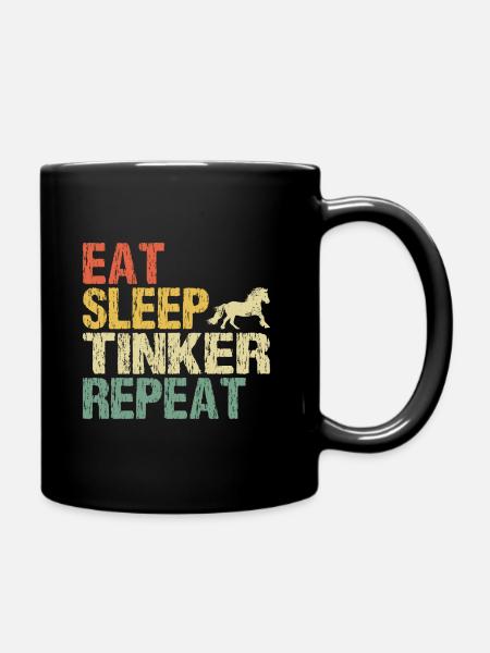 Tinker Pferd Reiten Eat Sleep Retro Vintage - Tasse einfarbig - Schwarz