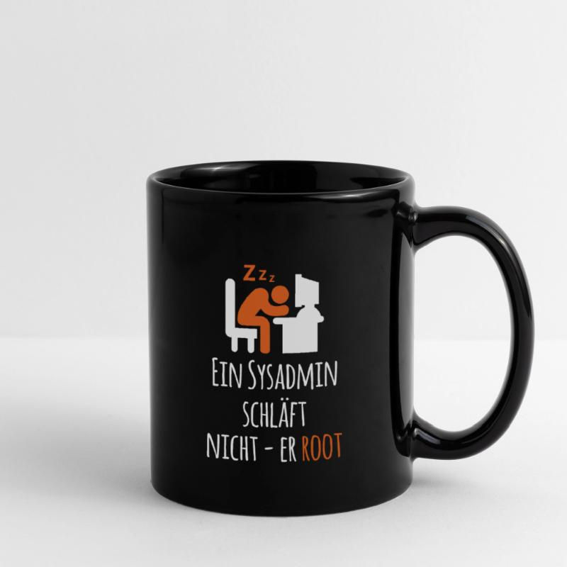 Ein Sysadmin schläft nich er Root Sysadmin Tasse einfarbig