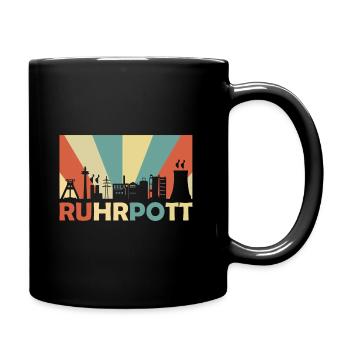 Ruhrpott Ruhrgebiet NRW Skyline Retro Vintage - Tasse einfarbig - Schwarz - Rechts