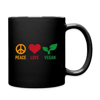 Peace Love Vegan Veggie Gift - Full Colour Mug - black - Right