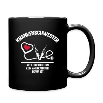 Krankenschwester Superheldin Beruf Medizin - Tasse einfarbig - Schwarz - Rechts