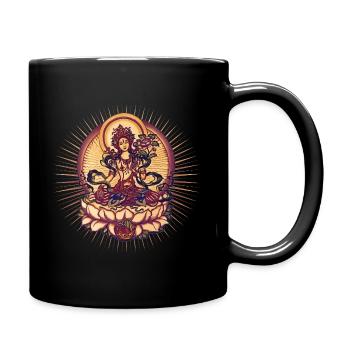 Tara Tibet Buddhism Lotus Meditation Yoga Om - Full Colour Mug - black - Right
