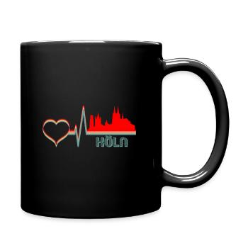 Cologne skyline ville battement de coeur rétro vintage - Mug uni - noir - Droite