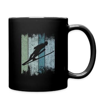 Skispringen, ski jump, Skispringer, Skisprung - Tasse einfarbig - Schwarz - Rechts