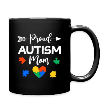 Proud Autism Mom Autism Awareness Gift - Full Colour Mug - black - Right