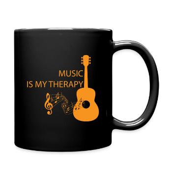Music is my Therapy Music Guitar Gift - Full Colour Mug - black - Right