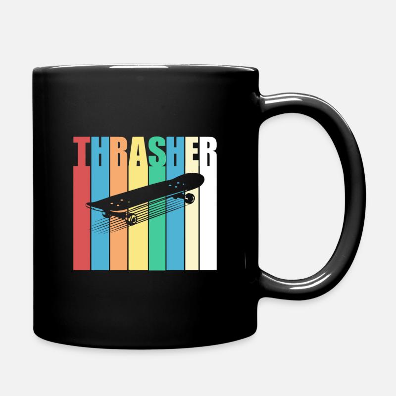 Trasher, planche à roulettes, planche à roulettes, patineur - Mug uni - noir