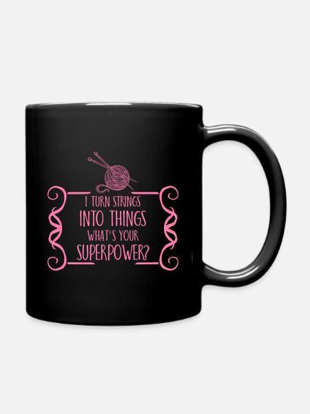 I turn Strings into things Superpower Stricken - Tasse einfarbig - Schwarz
