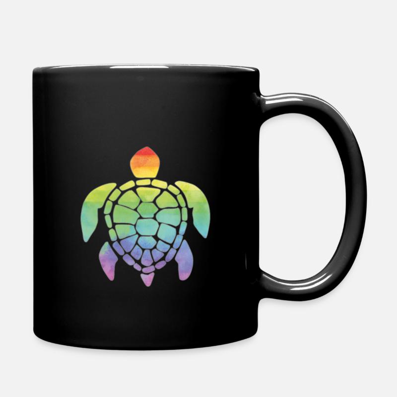 Regenbogen - Schildkröte - Tasse einfarbig - Schwarz