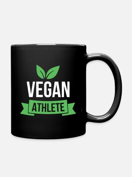 Vegan Athlete Veggie Fitness Gym Gift - Full Colour Mug - black