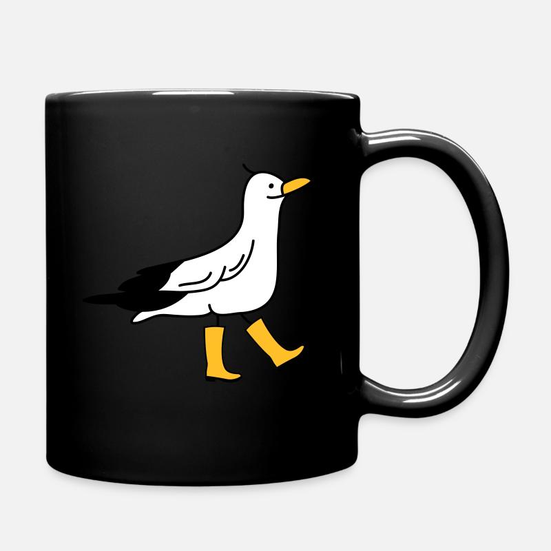 Lustige Möwe mit Gummistiefeln - Tasse einfarbig - Schwarz