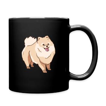 Pomeranian Zwergspitz Pommersche Hunderasse - Tasse einfarbig - Schwarz - Rechts