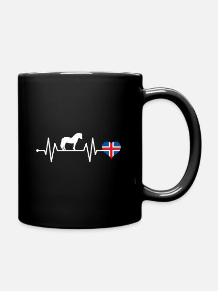 Islandpferd Isländer Pferd Pony Herzschlag - Tasse einfarbig - Schwarz