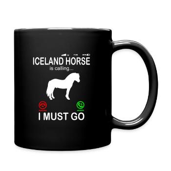 Islandpferd Pferd ruft an Lustiger Telefon Spruch - Tasse einfarbig - Schwarz - Rechts