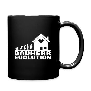 Bauherr Evolution lustig für Männer Richtfest - Tasse einfarbig - Schwarz - Rechts