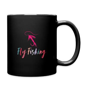 Fly fishing, Flugangeln, Fliegenfischen, Flugangel - Tasse einfarbig - Schwarz - Rechts