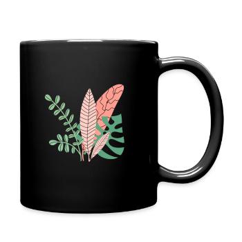 Tropical Leaves - Tasse einfarbig - Schwarz - Rechts