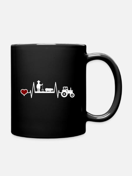 Farmer pigs piglet heartbeat for fermers - Mug uni - noir