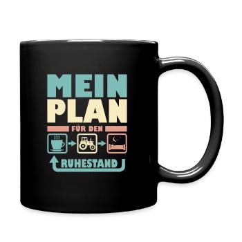 Rentner Rente Traktor Spruch für Landwirt Bauern - Tasse einfarbig - Schwarz - Rechts