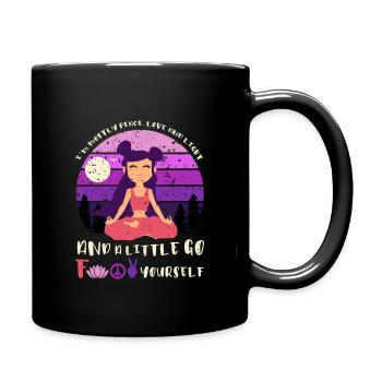 Mostly peace love and light meditation yoga - Full Colour Mug - black - Right
