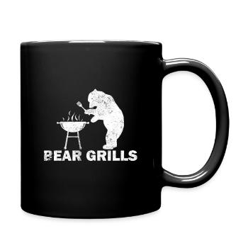 Bear grills BBQ Father's Day father beer - Full Colour Mug - black - Right