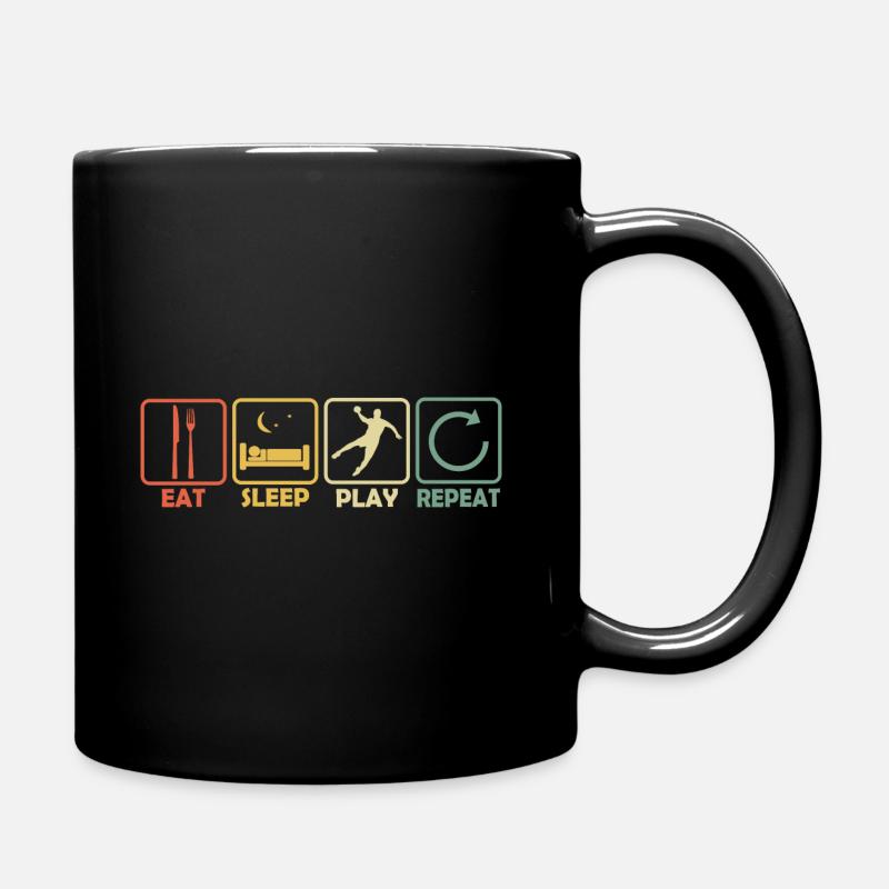 Handball Circle Runner Eat Sleep Repeat Retro disant - Mug uni - noir