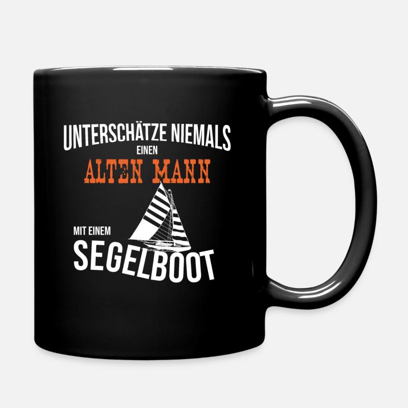 Alter Mann Segeln - Segelboot Kapitän Geschenk - Tasse einfarbig - Schwarz