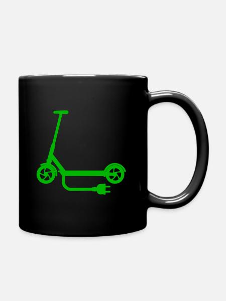 Tretroller E-Scooter Elektroroller Grün Stecker - Tasse einfarbig - Schwarz