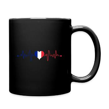 France country flag heartbeat for French - Full Colour Mug - black - Right
