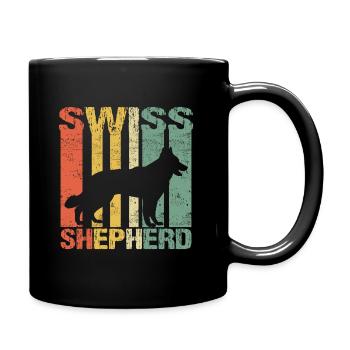 Silhouette vintage rétro de berger suisse - Mug uni - noir - Droite