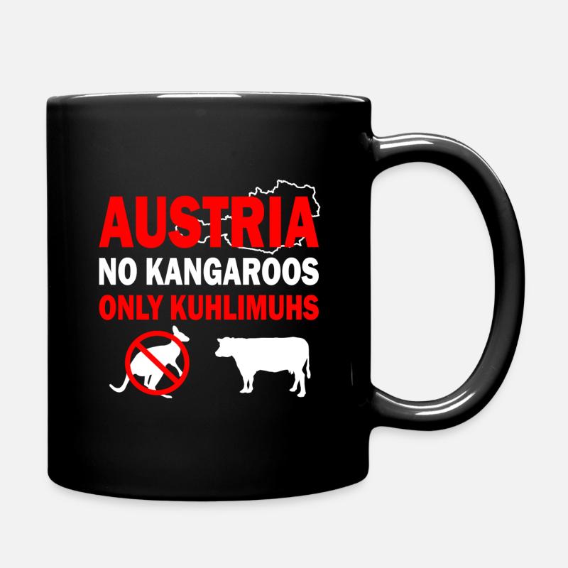 Austria no kangaroos only kuhlimuhs Geschenk - Tasse einfarbig - Schwarz