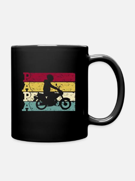 Moped Mofa Papa Retro für Mopedfahrer Vater Opa - Tasse einfarbig - Schwarz