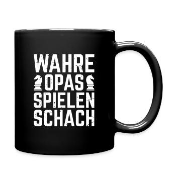 Wahre Opas spielen Schach Schachspieler Geschenk - Tasse einfarbig - Schwarz - Rechts
