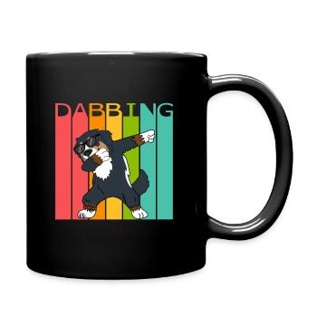 Bernese Berner Sennenhund Dabbing Tanzender Retro - Tasse einfarbig - Schwarz - Rechts