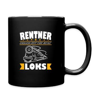 Rentner Eisenbahn Lokomotive Spruch zur Rente Opa - Tasse einfarbig - Schwarz - Rechts