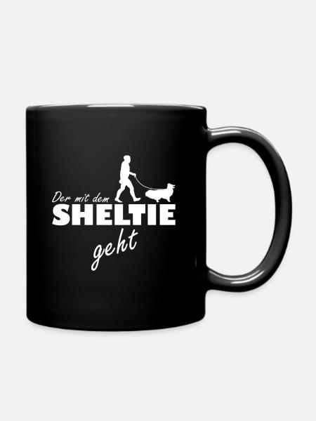 Shetland Sheepdog Der Mann der mit Sheltie geht - Tasse einfarbig - Schwarz