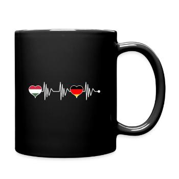 Hungary Hungarian Germany heartbeat flag - Full Colour Mug - black - Right