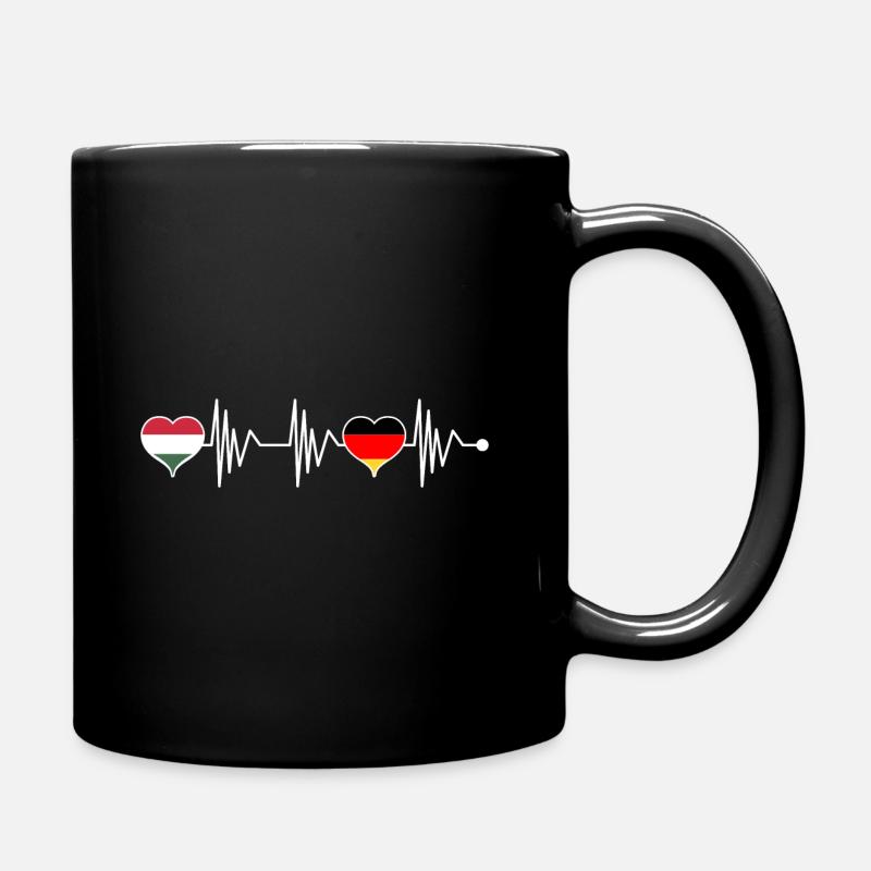 Ungarn Ungarisch Deutschland Herzschlag Flagge - Tasse einfarbig - Schwarz
