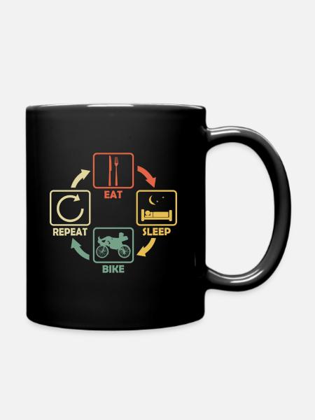 Vélo couché Transat Vélo couché Eat Sleep Proverbe Retro - Mug uni - noir