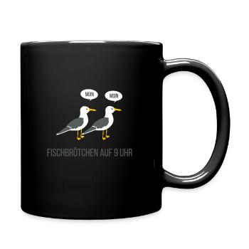 Fischbrötchen Meer Küste Norden Heimat - Tasse einfarbig - Schwarz - Rechts