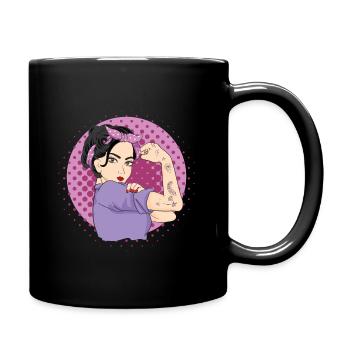 Starke Frau - Tasse einfarbig - Schwarz - Rechts