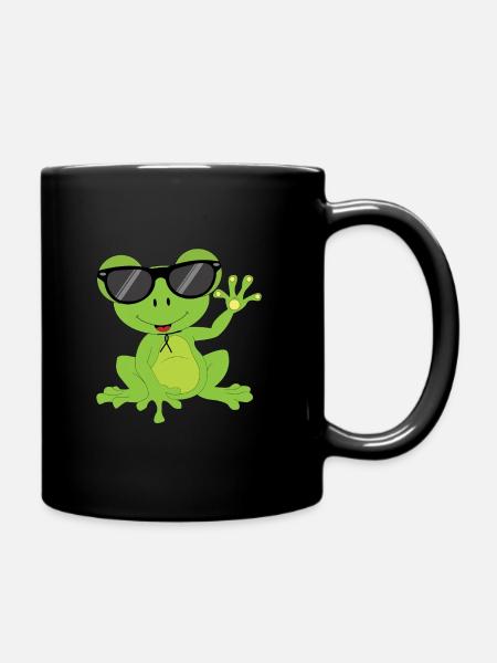 Süsser kleiner Frosch Grün Sonnenbrille für Kinder - Tasse einfarbig - Schwarz