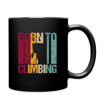 Born to climb climbing sport saying retro - Full Colour Mug - black - Right