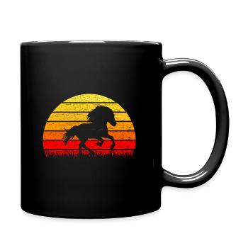 Islandpferd Isländer Tölt Sonne Retro Silhouette - Tasse einfarbig - Schwarz - Rechts