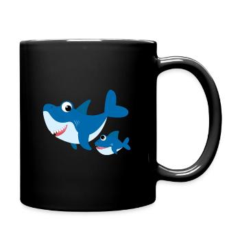 Requin bleu requin bleu bébé requin doux mignon - Mug uni - noir - Droite